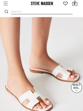 Steve Madden White Leather Slide Sandals